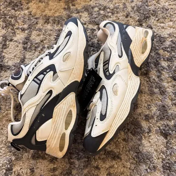 Air Corps Mens Chunky Dad Sneakers White Navy Size 13 NWT - Picture 2 of 5